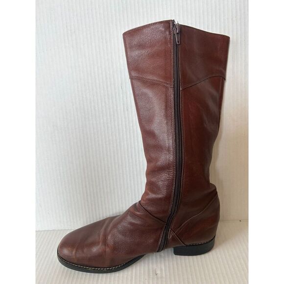 Fatte a mano Cognac Brown Leather Riding Boots Size 38.5 Made In Italy 8 - Picture 10 of 14